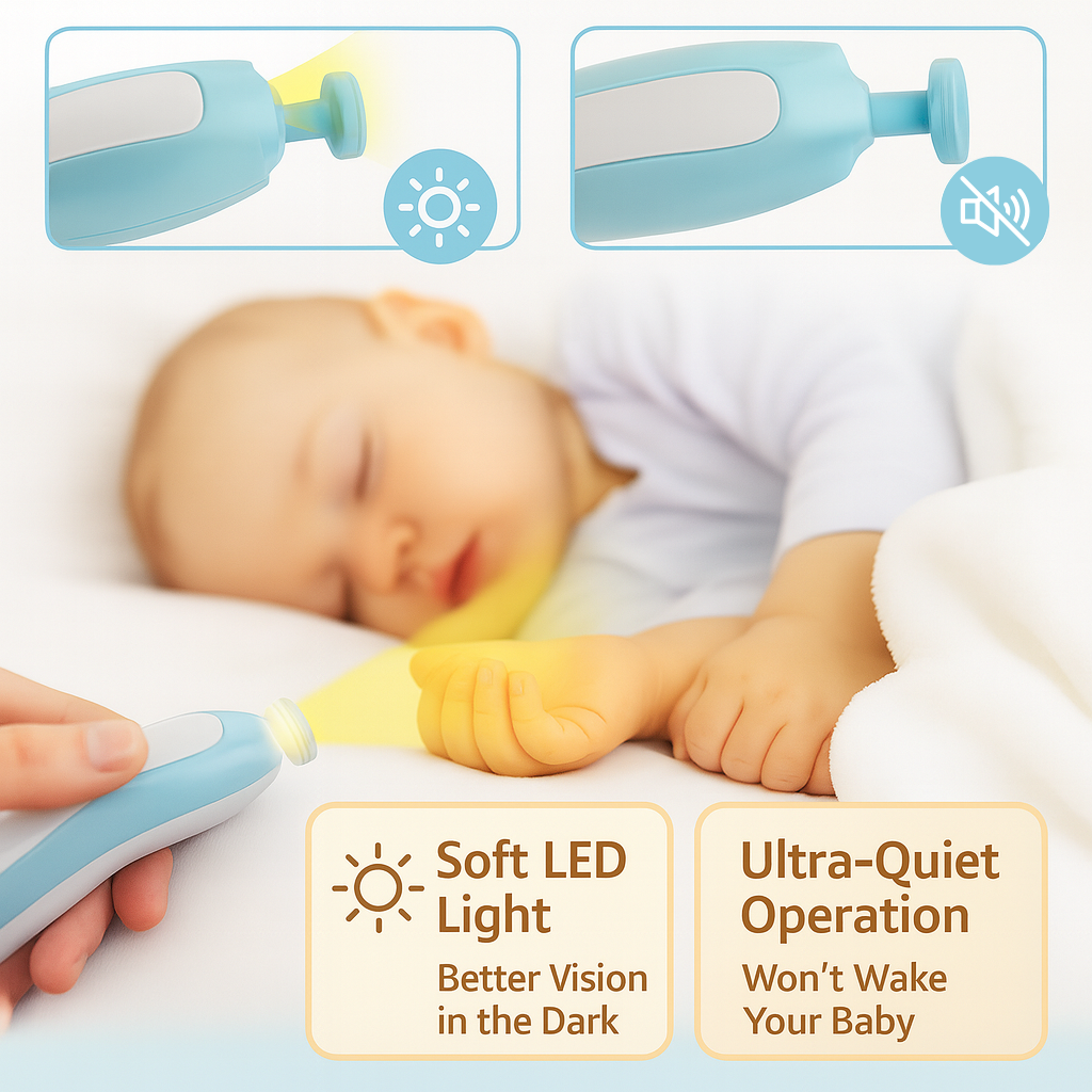 MummaCare™ — Baby Nail Trimmer with LED Light & Gentle Filing Pads